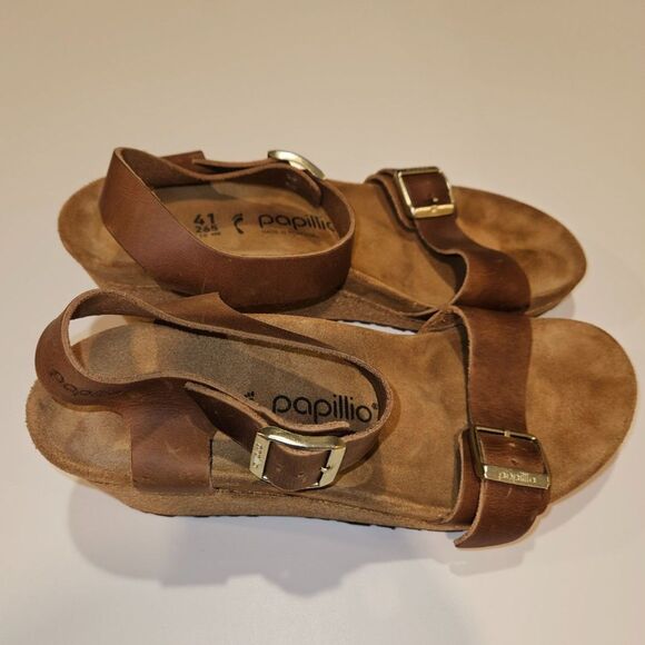 NWOT Papillio by Birkenstock Soley Wedge Leather Sandals, Size 41 - Picture 9 of 9